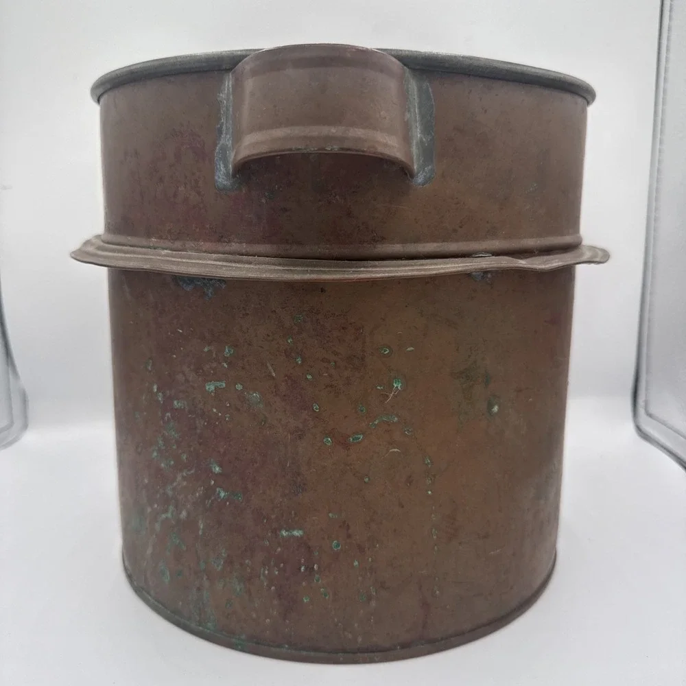 19th Century Antique French Copper Ferrat Hand Hammered Water Carrier/Log Bin